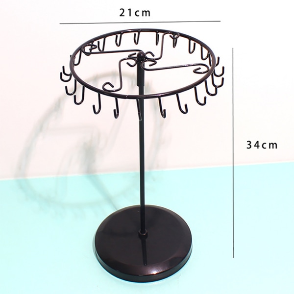 1 stk (Sort) Metal Roterende Smykkeholder Display Stativ (23