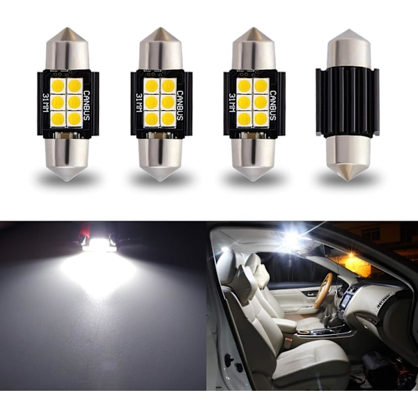 4-pak 9-30V Ekstremt Lyse DE3175 DE3021 Fejlfri 1,25\" 31mm Festoon LED Pærer til Indvendige Kort Dome Lys