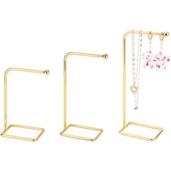 3 stycken L-formade örhängesdisplayställ i guld
