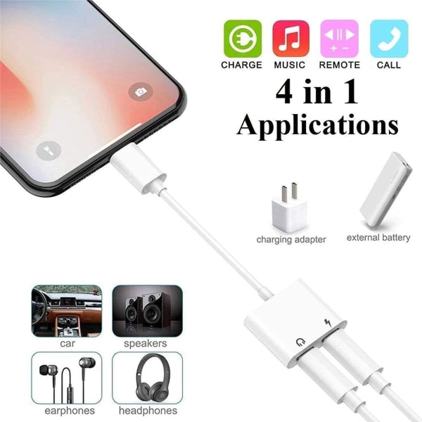 2-pack iPhone Lightning till 2 Lightning-adapter, Dubbel Lightning A