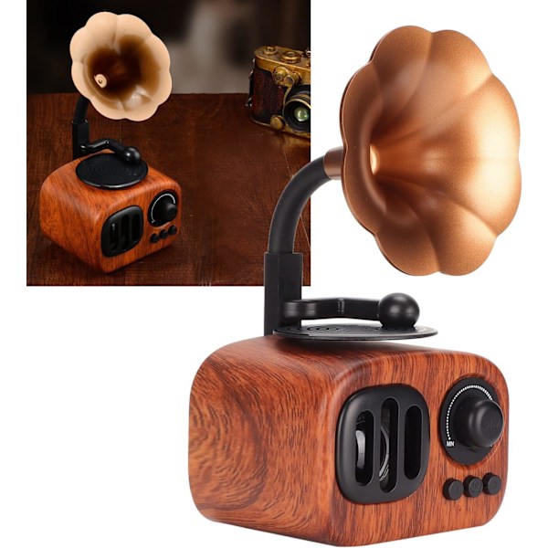 (Vaalea puun väri) Retro Bluetooth -kaiutin Vintage-radio, Petunia Wood FM -radio, klassinen vanhanaikainen tyyli, korkea