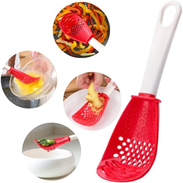 1 Piece Red Multifunctional Cooking Spoon, Skimmer Strainer