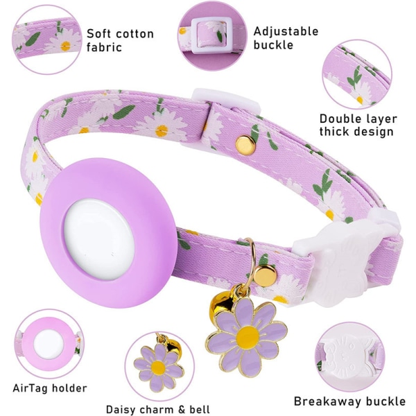 1 piece purple Airatg small daisy pet collar Airatg dog collar