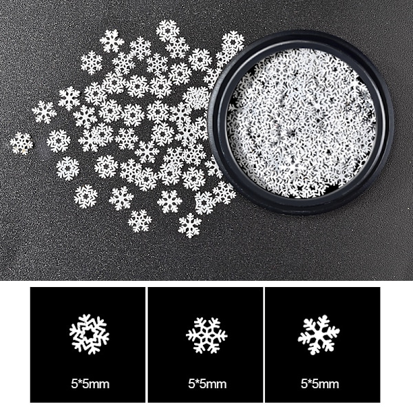 3 set snöflingor nagelglitter juldekorationer vit