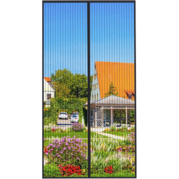 Sort Magnetisk Fluenedør 140x240cm Anti Fluenet Klæbestrimmel Automatisk Lukning Ultra Fint Maskenet Værktøjsfri