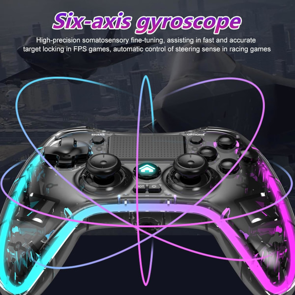 Controller til PS4, trådløs PS4-spilcontroller med 6-akset gyroskop