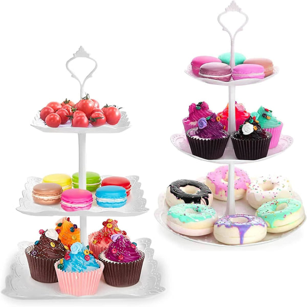 1 sæt kagefad display stativ, multi-lags kagefad, kagefad, cupcake stativ, muffin wienerbrød frugtstativ til fest, fødselsdag, bryllup, jul
