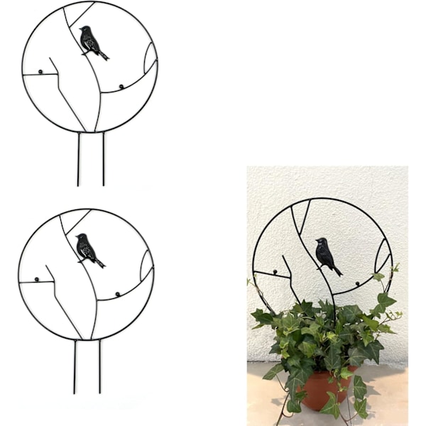 2 st Växtstöd Set Fågelstil Blomster Växthållare Järn Klätterram Lämplig för Hemträdgård Ringar
