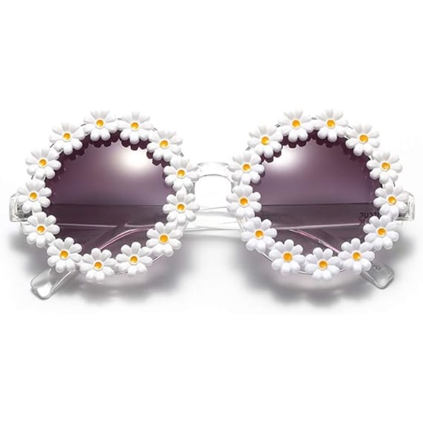 RetroDaisySolbrillertilKvinderBlomsterRundModeDiscoFestivalSolbriller