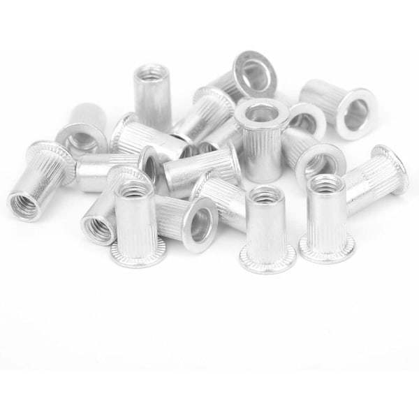 100 stk. M5 Blindmuttere, Sortimentssett for Blindmuttere, Flat Hode Gjenget Innsettingsmutter Aluminium