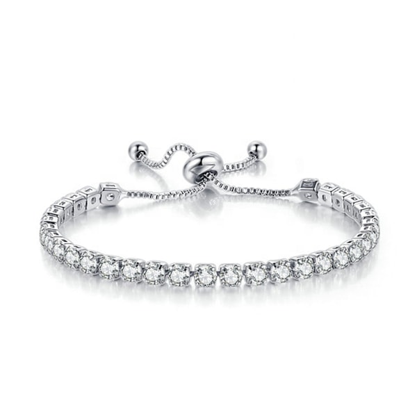 18k hvidguldbelagt 6 Cttw skabt hvid safir rund justerbar tennisarmbånd