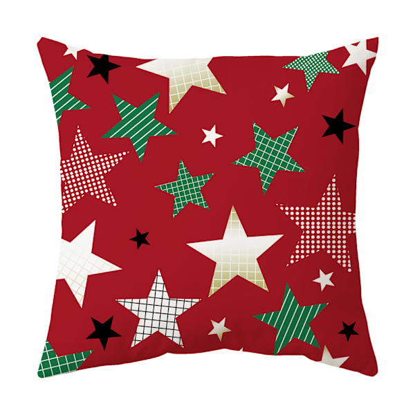 Jul Kuddfodral Set om 4 (45 x 45 cm, Stjärnor och Julgran) Jul Renmönster Heminredning Prydnadskudde