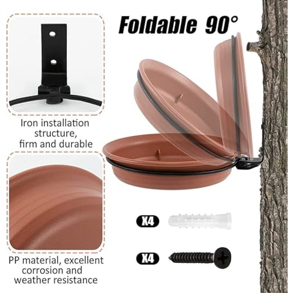 PCS Fuglebad, Udendørs Fuglefoder og Fuglebad, Altan Fuglebad, Vild Fuglefoderdispenser, Fuglebad, (Brun)