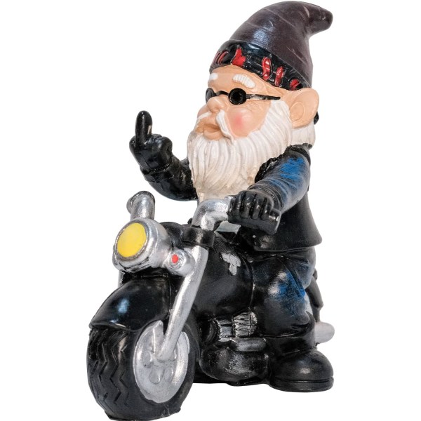 Motorcycle Garden Gnome, 5.25" x 5.25", Waterproof Statue, Sun P