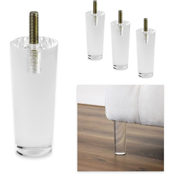 Gennemsigtige møbelfødder bredde 5,8 cm højde 15 cm - ben til sofa, møbler, seng - fødder lavet af transparent plast til sofa, seng, vægskab
