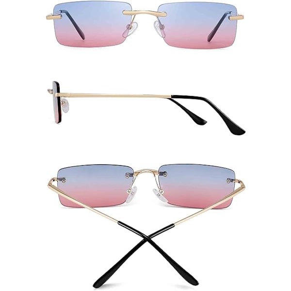SlimRimlessRectangularSunglassesVintageSlenderClearGlassesSpring