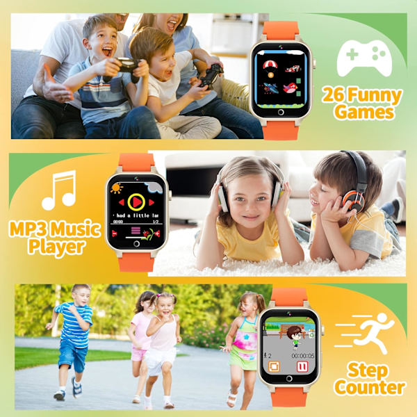 Smartklocka för barn med 26 spel - HD-kamera & videospelare, MP3-musik