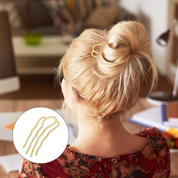 10 kpl Chignon-pinni Hiustappi Sinkkiseos Hiustappi U-muoto 4-haarainen Lady Style Hiustappi Twist Kultainen Hiustappi DIY Naisille Tytölle