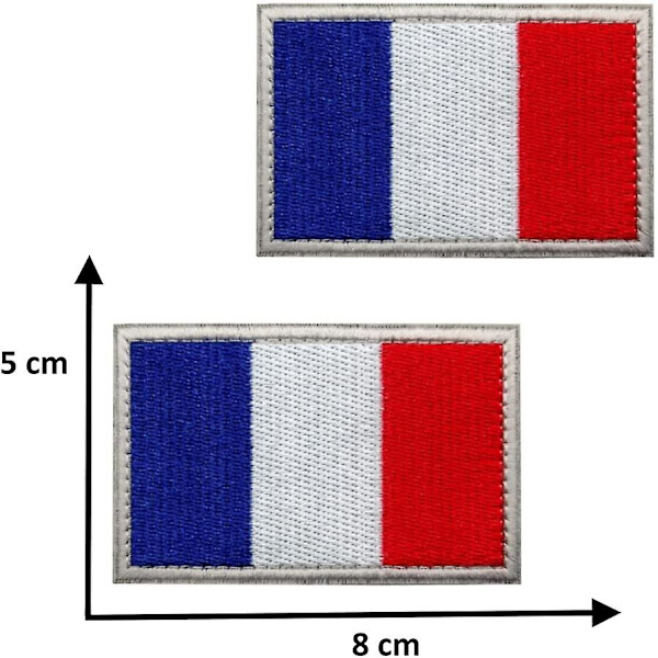 2 militær patches - 8 x 5 cm - Sæt med 2 ridseflag sy-på patches til rygsæk militær jakke Airsoft taktisk vest, 2 broderede patches til Chi
