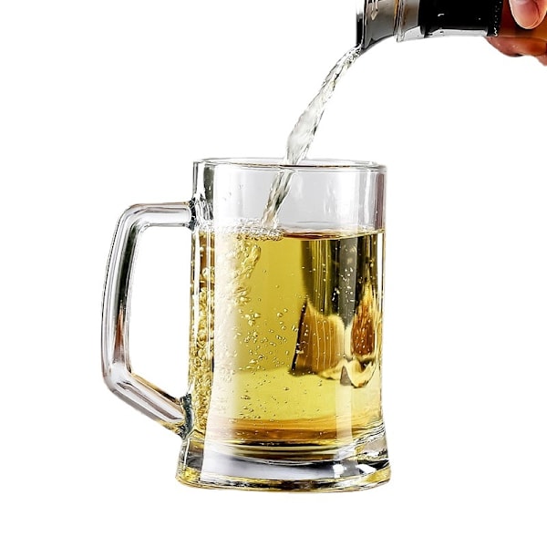 Store ølglass med glasshåndtak, 2 stk
