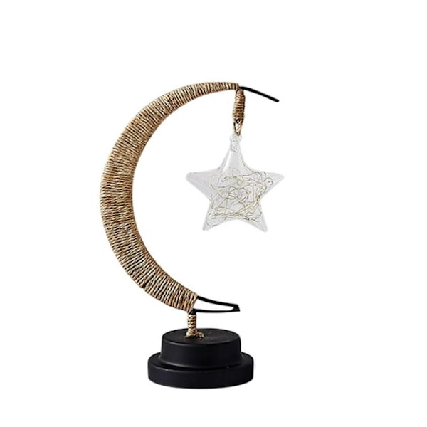 Nattlampe Måne Nattlampe LED Dekorativt Lys Stjerne Månelampe Håndlaget Smijern Nattlampe