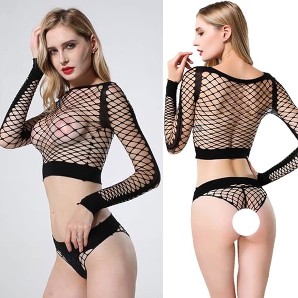 1 Piece（Black）Women Fishnet Lingerie Set, Sexy Babydoll Mesh