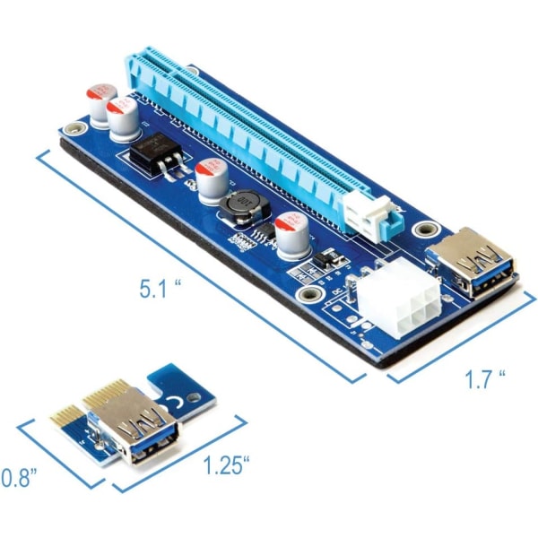 PCIe Riserkort Adapter 6-Pin 1x Till 16x för Mining GPU Riser 1X