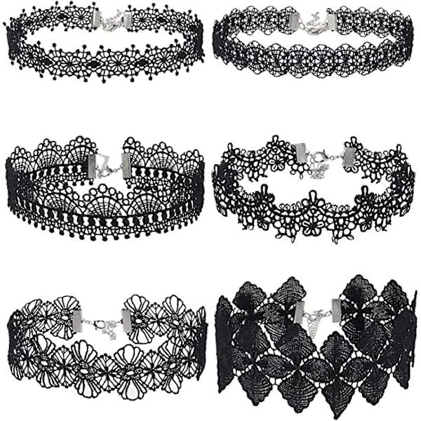 Sort Blondering 6 stk Sort Rustfrit Stål Choker Halskæder til Kvinder