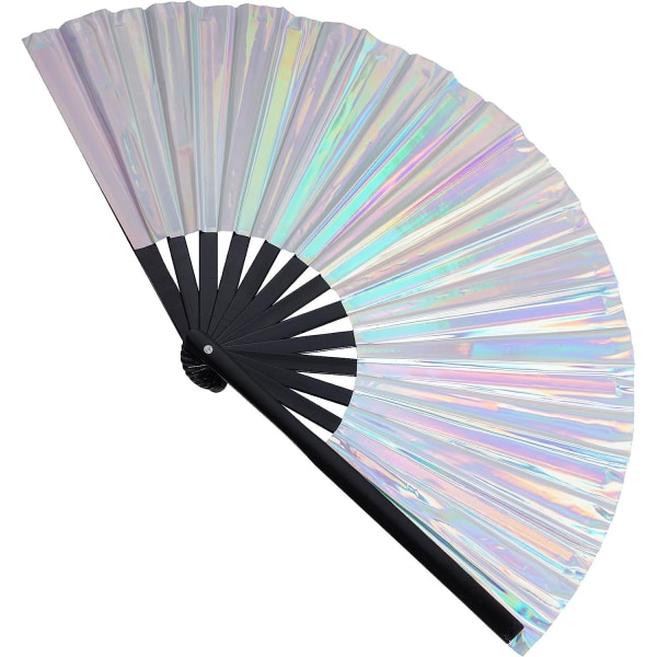 1 Stykke Sølv Laser Folding Fan Kung Fu Fan Folding Fan