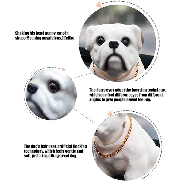 Nikkende hund til bil, bildukke i harpiks, sød rystende hovedhund dekoration til bilindretning, hjemmekontor, skrivebordsdekorationer
