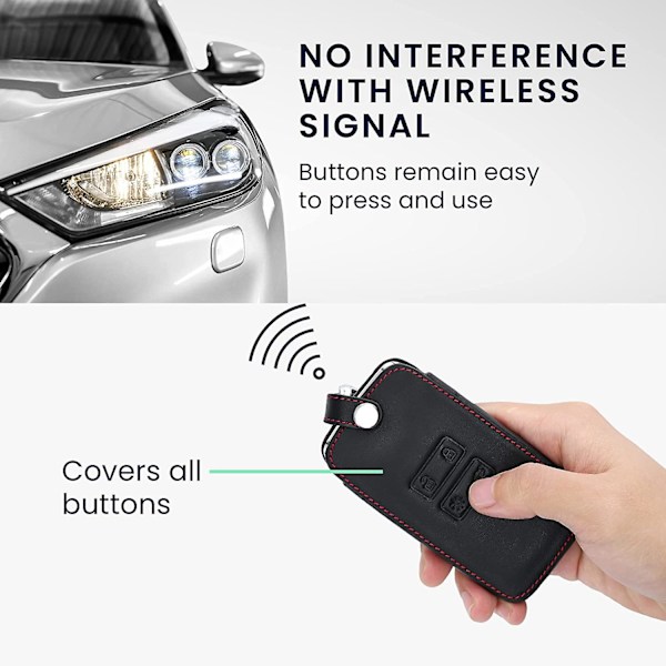 Bilnyckelskydd kompatibel med Renault 4-knappars smart key (endast Keyless Go)  PU-läder bilnyckelskydd  Rör inte