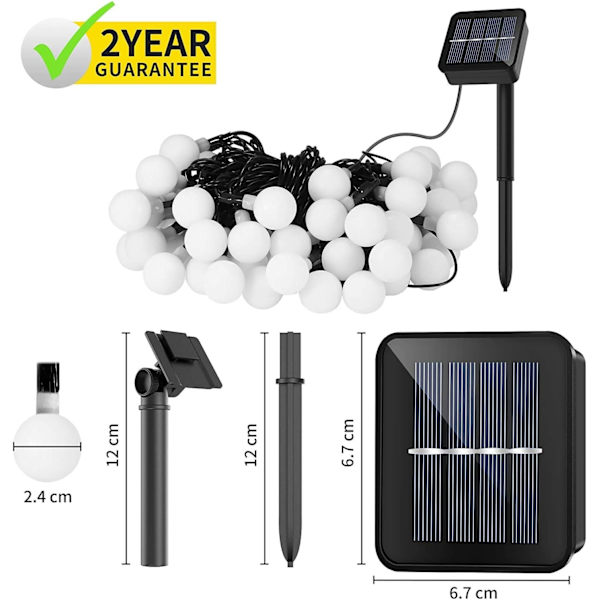 Ulkoilun aurinkoketjuvalot 60 LED 10M vedenpitävä IP65 8 Li