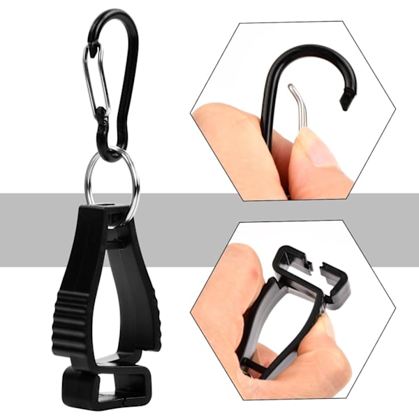 Set med 4 svarta handskclips, handskhållare, verktyg för arbete