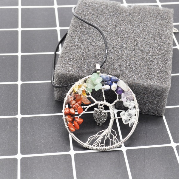 Tree Of Life Quartz Natural Stone Pendant Women Necklace Jewelry