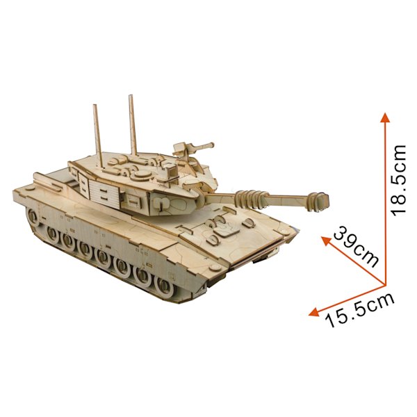 Trämodellbyggsats för tank, 3D-träpussel, Bygg din egen