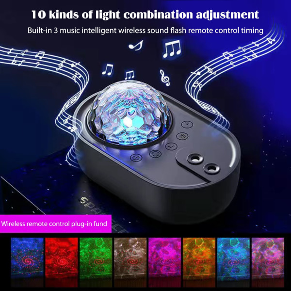 USB rymdskepp Starry Sky Projector Light Colorful Lamp Remote Co