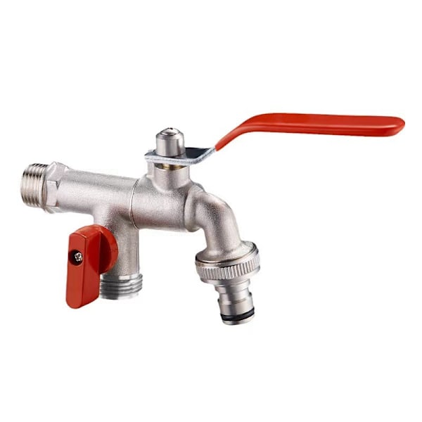 3/4'' Tum (20/27) Premium Mässing Dubbel Vattenkran, Rost- & Frostbeständig + 2X Gratis Slangkopplingar | För Trädgård, T