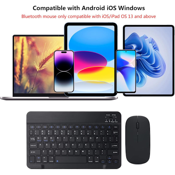 Uppladdningsbar Bluetooth-tangentbord och mus-kombination Ultra-Slim Porta
