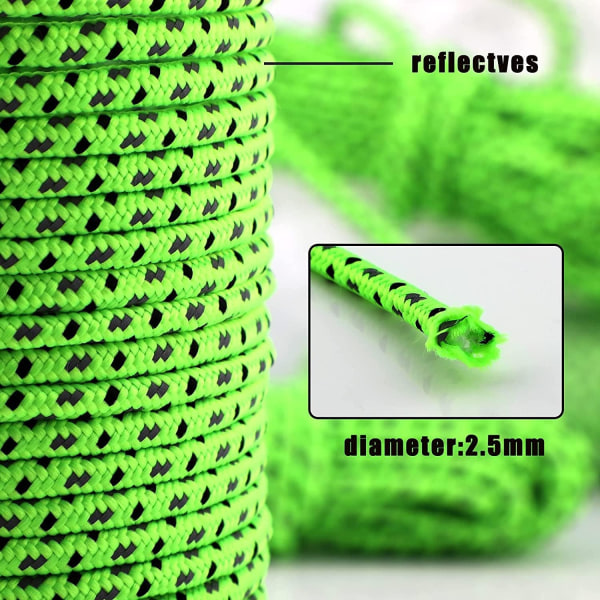 4 kpl 10m Vihreää Telttanaru, Heijastava Varjoliitojanaru, Nylon