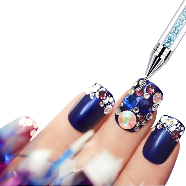 Osia Rhinestone Picker Dotting Pen, Kaksipuolinen Rhinestone-kivet Kivet Studs Picker Vaha Kynä Pen Crystal Helmet Kahva Manikyyri Nail Art DIY Koristelu Työkalu (Vaaleansininen Pinkki)