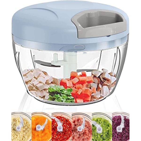 Manuell chopper, løkhakker, manuell chopper med snor, løkhakker, for mat, frukt, grønnsaker, kjøtt, urter, hvitløk, salat, med 500 ml tau