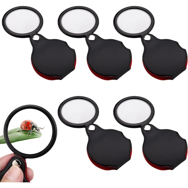 5-pack Mini-förstoringsglas, Fickförstoringsglas, Vikbart, 8x