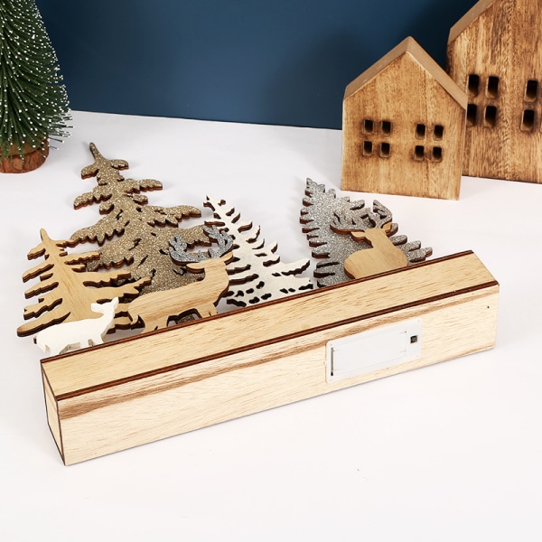 1 kaiverrettu puinen jouluvalaistus DIY-koriste kotipöydälle