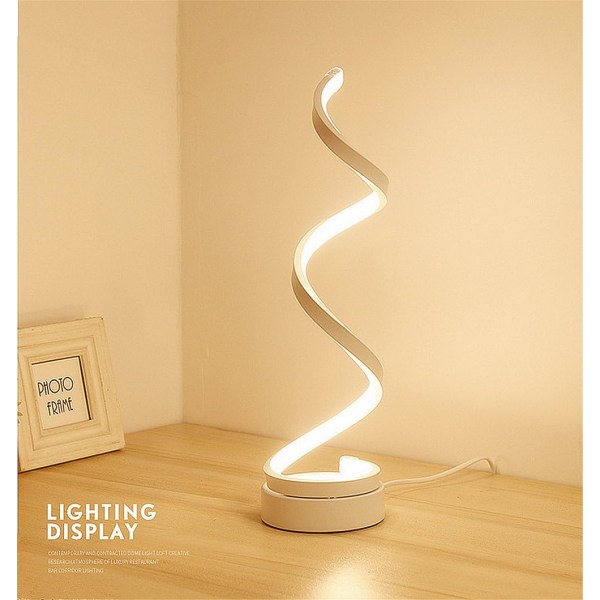 Spiral LED Bedside Lamp 12W Warm White, Eye-Protecting Brightnes