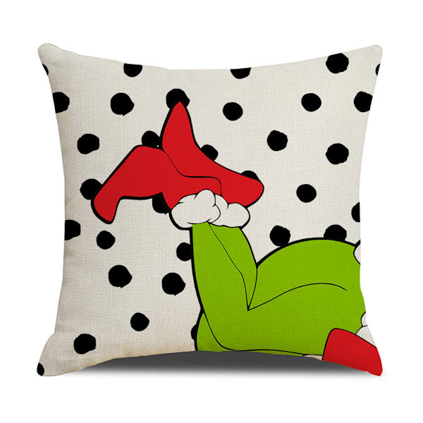 Jul Kuddfodral 45x45cm Set om 4 - Grinch Fyrkantigt Örngott Kuddfodral Skydd för Soffa Sovrum
