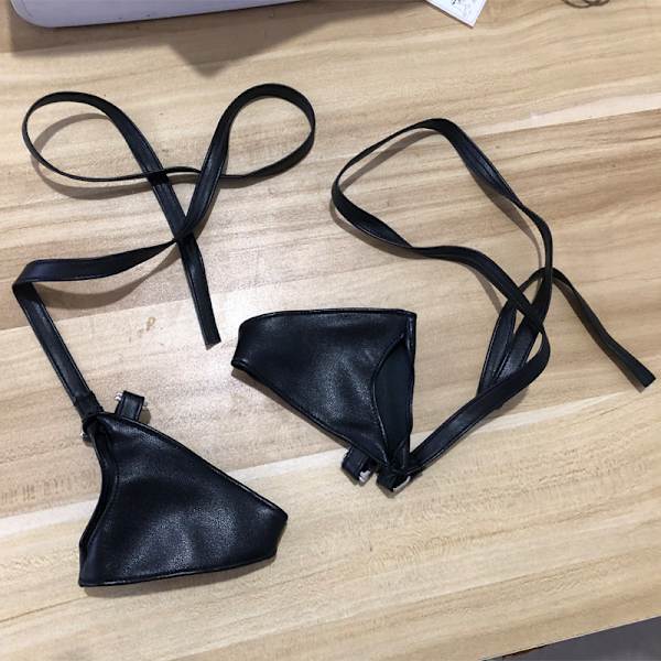 Finger Leather Gloves - För Dans Faux Läder Svart