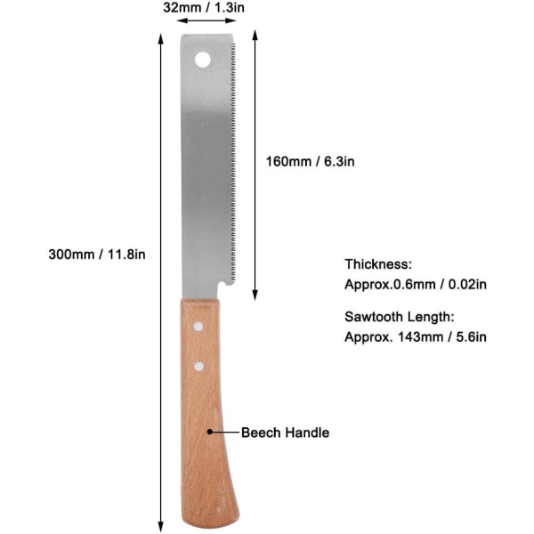 1 lille håndsav, 300 mm/12 tommer, japansk træbearbejdningssav, træ