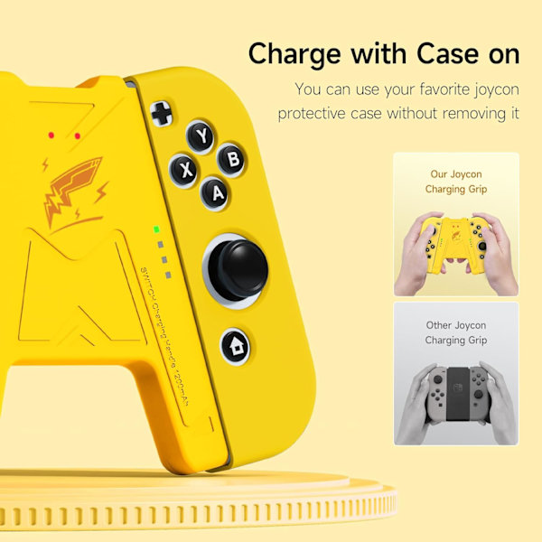 Switch Joy-Con -latauskahva 1200 mAh:n akulla - Kannettava latausratkaisu yhteensopiva Nintendo Switch -ohjaimen JoyConien kanssa, 1 m:n USB-C-latauskaapeli, keltainen