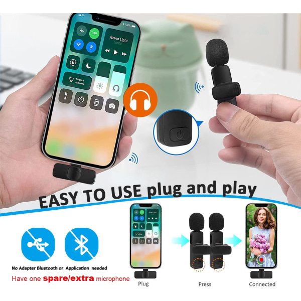 Professionel trådløs lavalier-mikrofon til iPhone, iPad