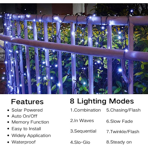 Solcelledrevne julelys, 22M 200 LED utendørs solcelledrevne juletre